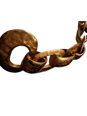 True Vintage Fashion Hip Belt Medium Black Leather & Gold-Tone Chain Links